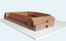 Architekturmodell aus Massivholz. 